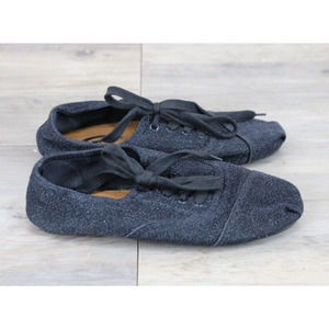 WI-FI Womens Metalic Lace Up Casual Loafers Shoes Size 6 Black